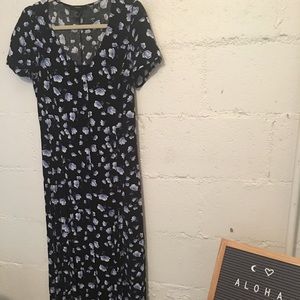 Long floral dress with button down front - S